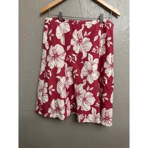 Ann Taylor Floral Linen Blend A Line Lined Knee Length Casual Vacation Skirt  8